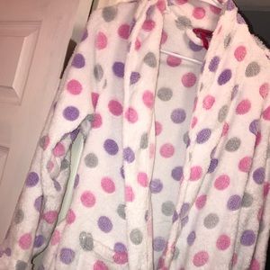 fuzzy polka dot robe